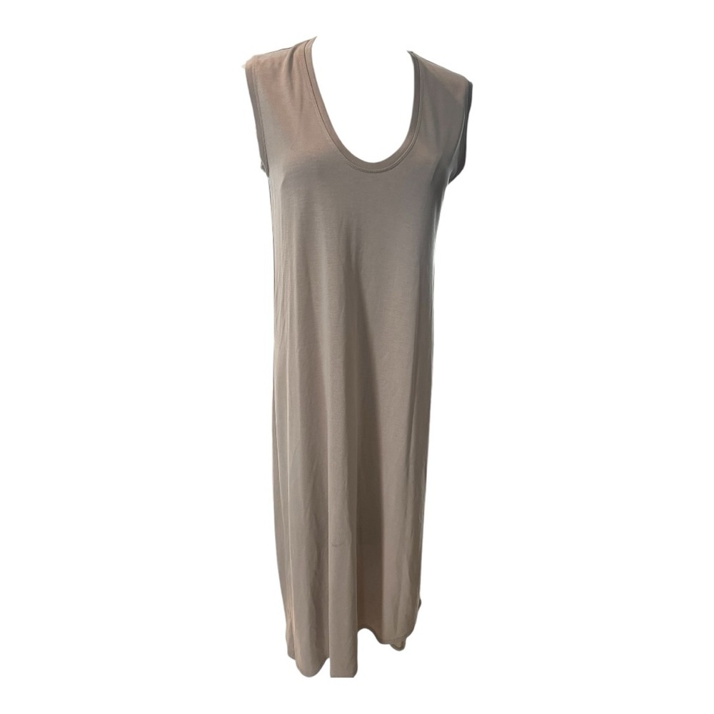 BCBGMAXAZRIA Natallie Asymmetric High/Low Midi Jersey Dress Beige‎ XS